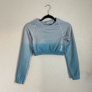 Gymshark Adapt Seamless Long Sleeve Crop Top S Ombre Blue